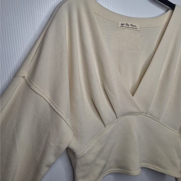 Free People We The Free All Nighter Thermal Top Medium Cream Crop Long Sleeve - Picture 8 of 9